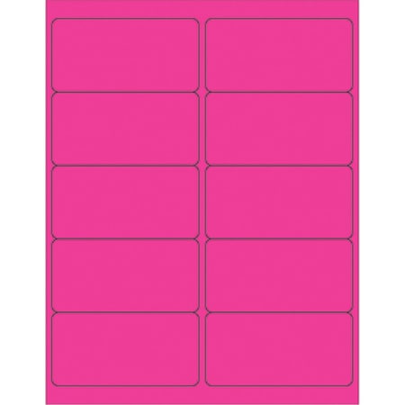 Officespace 4 x 2 in. Fluorescent Pink Rectangle Laser Labels, 1000PK OF2536985